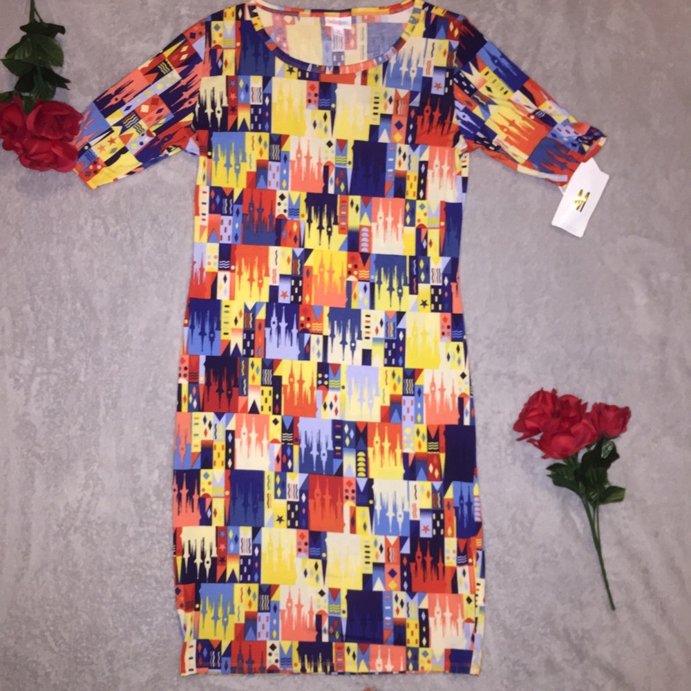 Lularoe Julia Medium Castles HTF Unicorn multi